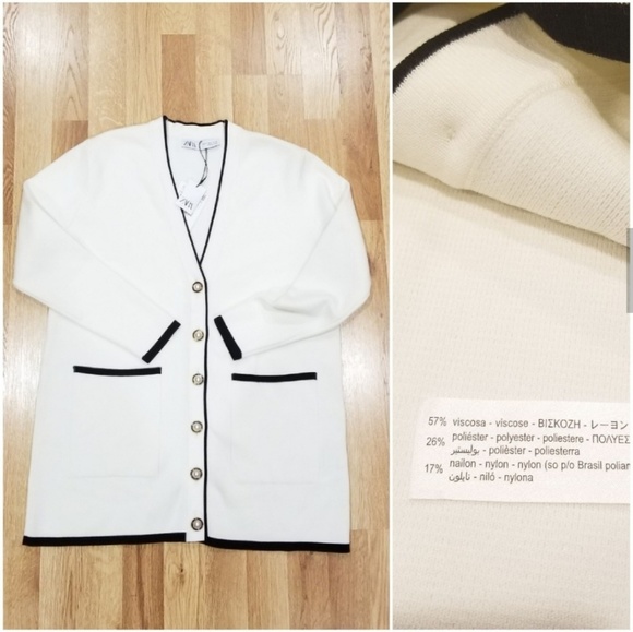 Zara long cardigan w/ faux pearl buttons - Picture 8 of 8